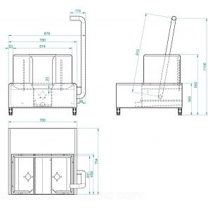 automatische Schuhwaschanlage Modell WH031, technische Zeichnung
