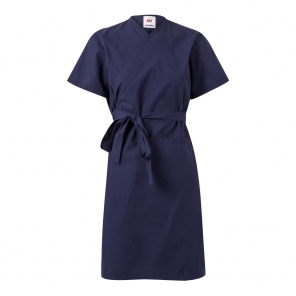 Laborkittel dunkelblau gebunden