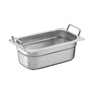 GN Behälter 1/4 Edelstahl mit Griffen H 10 cm, 83000.10579