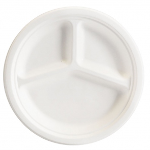 Biodegradowalny talerz „Potrójna” okrągła | trzcina cukrowa 41025