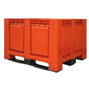 Pallet box 680L, on skids, red