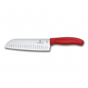 Nóż Santoku, ryflowane ostrze, 17 cm, czerwony, Victorinox 6.8521.17G
