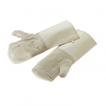 Rękawice ochronne z bawełny, piekarnicze dł. 40 cm temp. 220ºC jednopalcowe, 50002.44341