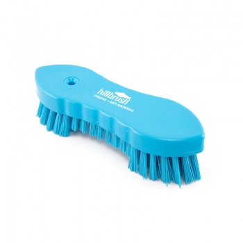 Blue profiled scrubbing brush, stiff bristles, Hillbrush AMST5B