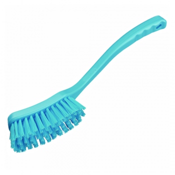 Blue long-handled brush, 406x50 mm, stiff bristles, Hillbrush D9B
