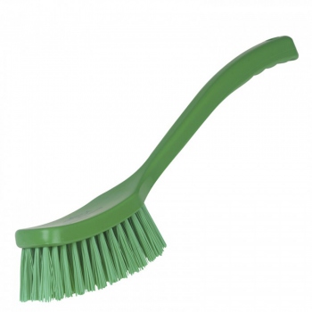 Green long-handled brush, 406x50 mm, stiff bristles, Hillbrush D9G