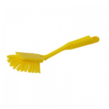Yellow dishwashing brush, medium-stiff bristles, Hillbrush DW1090Y