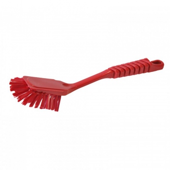 Red dishwashing brush, medium-stiff bristles, Hillbrush DW1090R