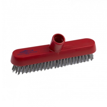 Red scrubbing brush, stainless steel bristles, Hillbrush B1342R