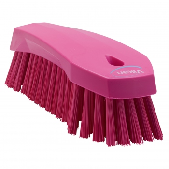 Pink scrub brush, hand, hard bristles, Vikan 38901