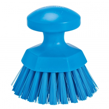 Blue Round Scrub Brush, 110x110 mm, Stiff Bristles, Vikan 38853