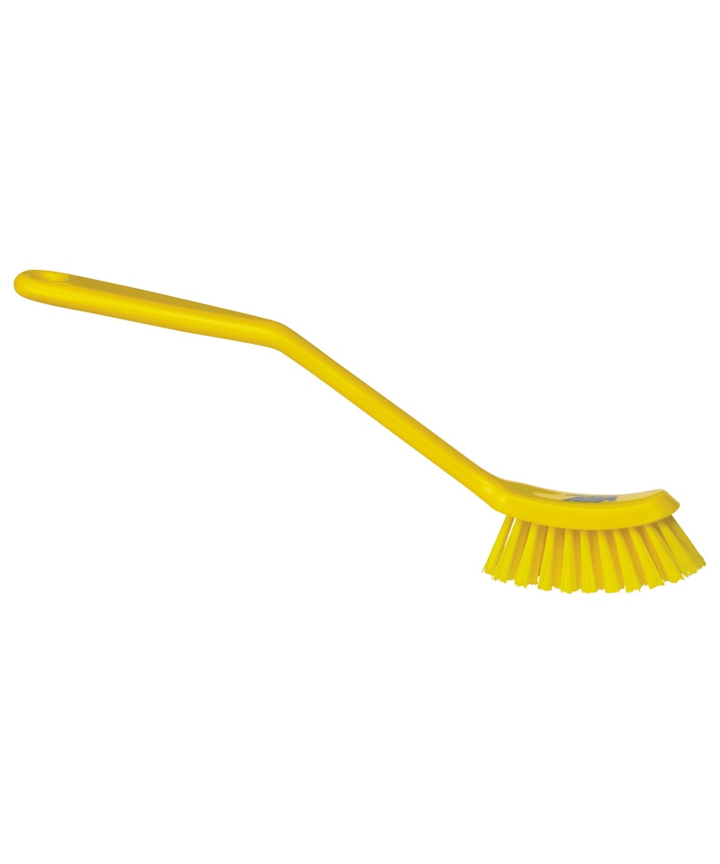 Yellow Cleaning brush with handle, 290x25 mm, medium hardness bristles, Vikan 42876
