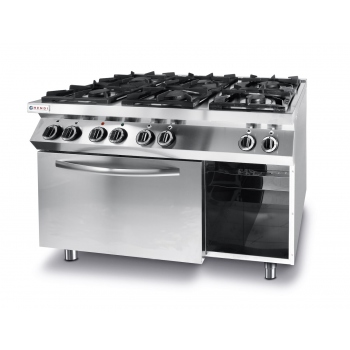 Gas range with 6 burners and convection electric oven GN 1/1, HENDI, Kitchen Line, 230V/3000W, 28.5 kW, 1200×722×(H)900 mm