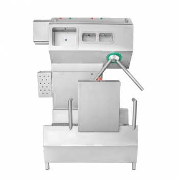 Hygiene-Station zum Waschen und Desinfizieren der Hände mit Schuhsohlenbürste, Einbahnstraße WH214