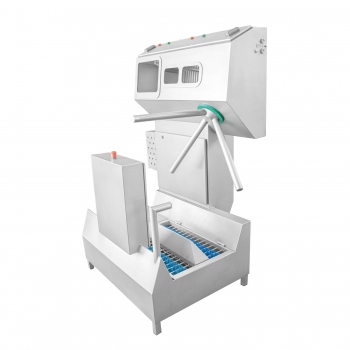 Hygiene-Station zum Waschen und Desinfizieren der Hände mit Schuhsohlenbürste, Einbahnstraße WH214