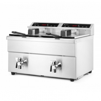 Frytownica indukcyjna z kranem spustowym, 2 × 8 l, HENDI, Profi Line, 16L, 230V/7000W, 577x609x(H)410mm