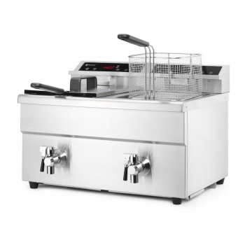 Induktions-Fritteuse mit Ablasshahn, 2×8 L, HENDI, Profi Line, 16L, 230V/7000W, 577x609x(H)410 mm