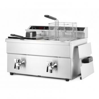 Frytownica indukcyjna z kranem spustowym, 2 × 8 l, HENDI, Profi Line, 16L, 230V/7000W, 577x609x(H)410mm