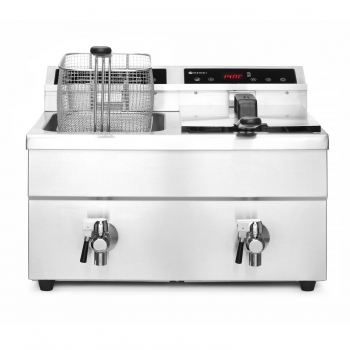 Frytownica indukcyjna z kranem spustowym, 2 × 8 l, HENDI, Profi Line, 16L, 230V/7000W, 577x609x(H)410mm