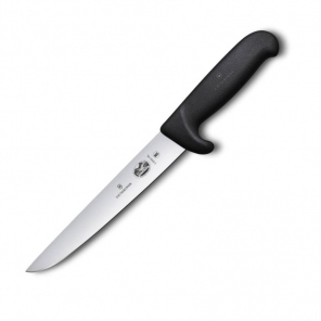 Fibrox Fleischermesser mit Handschutz, 18cm, gelblicher Griff, Victorinox 5.5508.18L