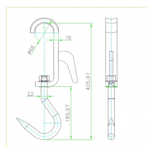Schiebehaken für Rind, Tragfähigkeit 1250 kg